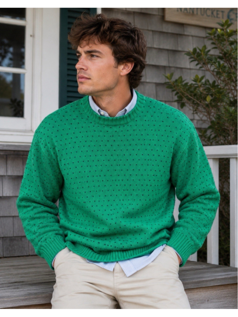 Vintage 80s Winona Knits Sweater Kelly Green Grandpa Preppy USA L